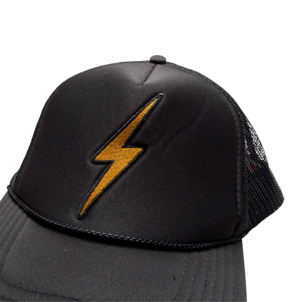 AVIATOR NATION Trucker Hat Black Gold Lightning Bolt Women's OS Retro - Picture 4 of 9